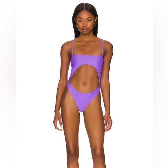 Lovers + Friends Revolve New Love One Piece Electric Purple Sexy Swimsuit NWT S